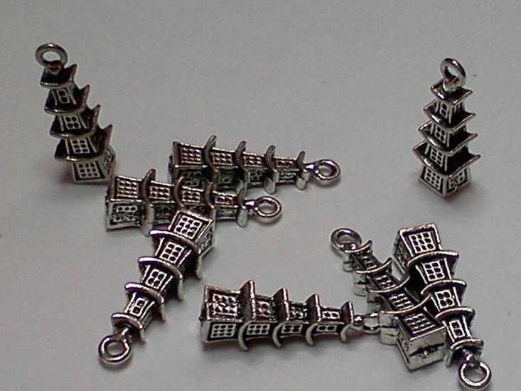Silver Pagoda Charms* - Click Image to Close