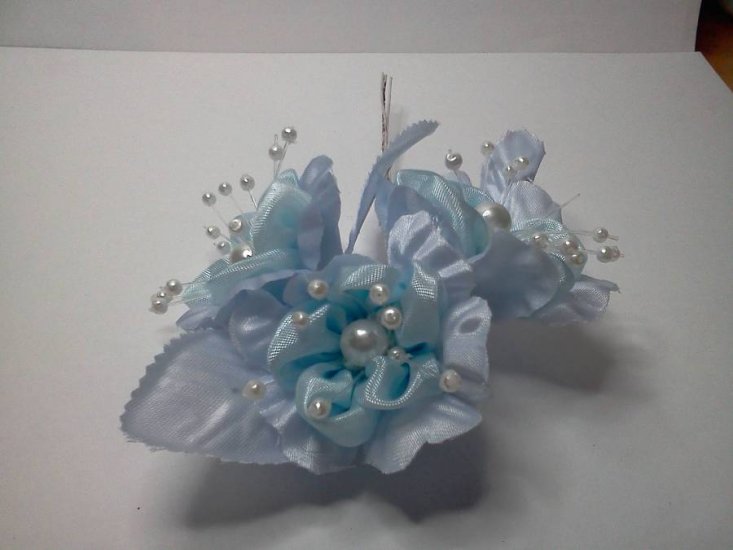 Blue fabric Flowers* - Click Image to Close