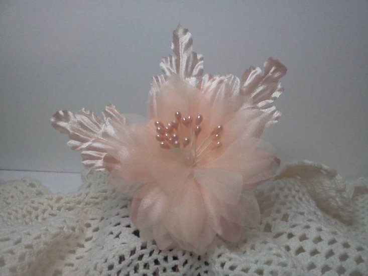 Peach Fabric Flower* - Click Image to Close
