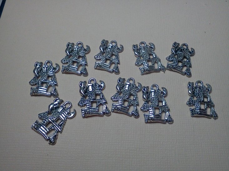Silver Haunted House Charms* - Click Image to Close
