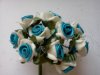 White Porcelain/Turquoise Ribbon Roses*
