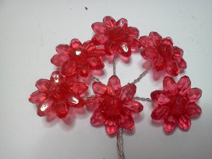 Acrylic Red Flowers* - Click Image to Close