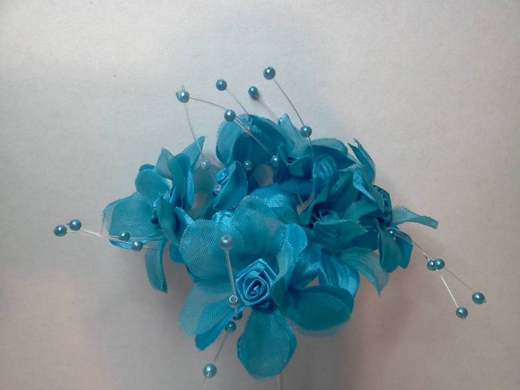 Turquoise fabric Roses* - Click Image to Close
