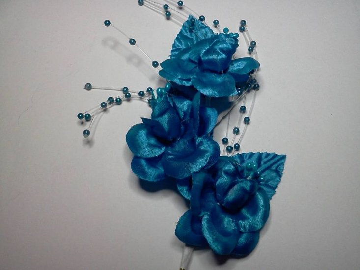 Turquoise fabric Flowers* - Click Image to Close