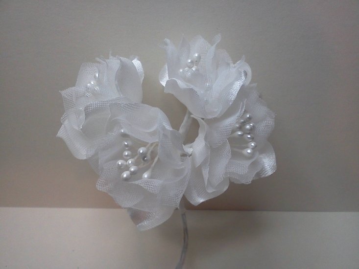 White Fabric Flowers* - Click Image to Close