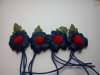 4 Blue and Red Brooch Flowers*