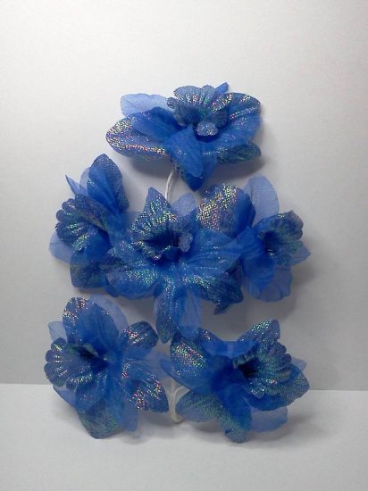 Blue fabric Flowers - Click Image to Close