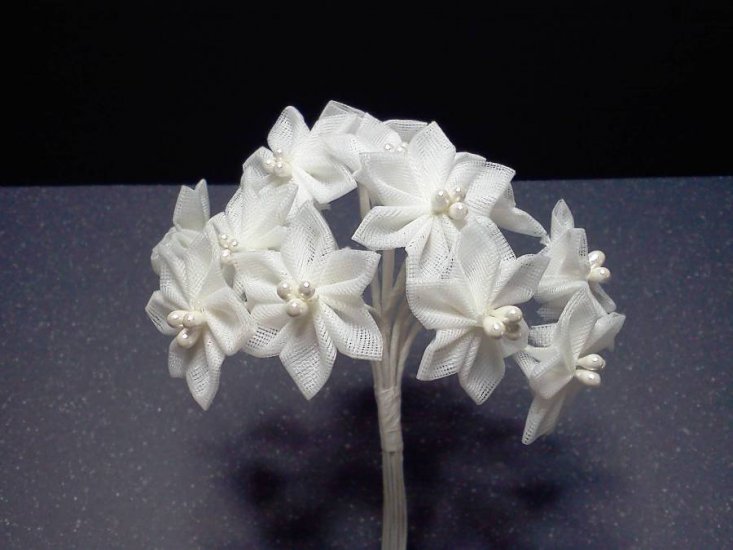 White Fabric Flowers* - Click Image to Close