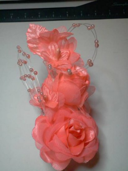 Coral Fabric Flowers* - Click Image to Close
