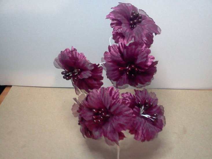 Burgundy fabric Flowers* - Click Image to Close