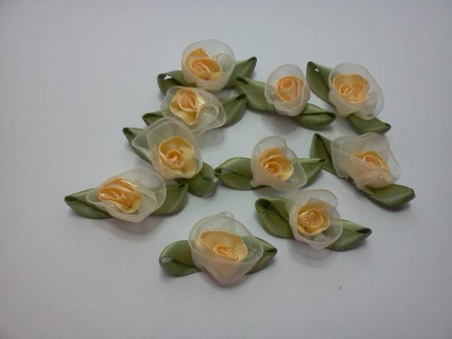 Peach Fabric Roses* - Click Image to Close