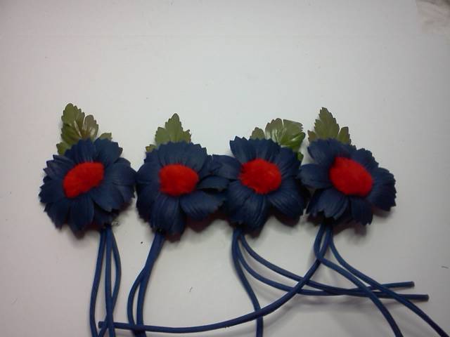 4 Blue and Red Brooch Flowers* - Click Image to Close