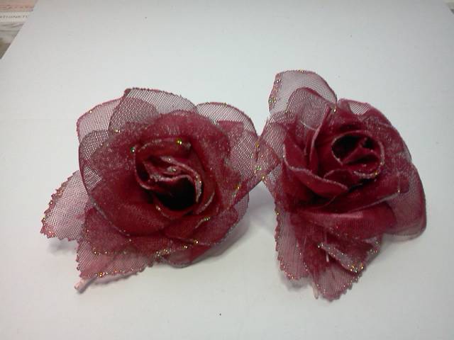 2 Glitter Burgundy Roses* - Click Image to Close