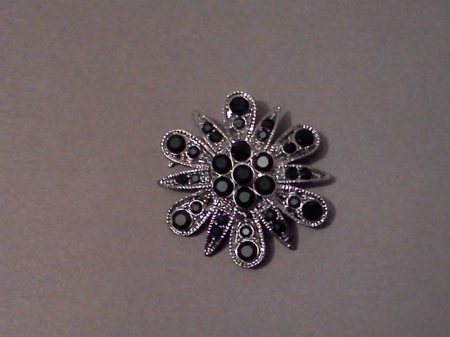 Black Flower Brooch* - Click Image to Close