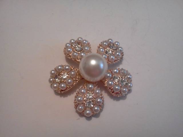 Pearl and Rhinestone Flower* - Click Image to Close