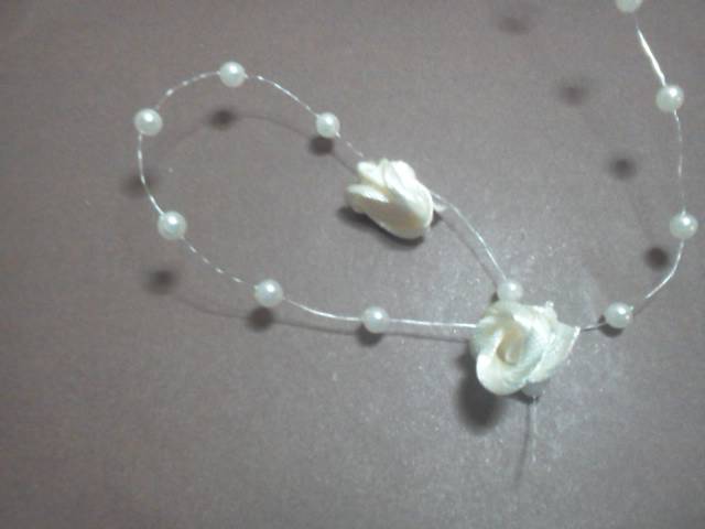 Cream Flower Pearl Trim* - Click Image to Close