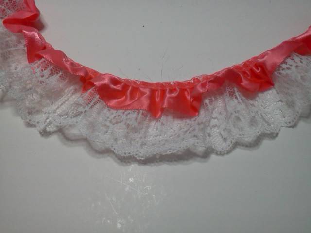 Coral Satin Lace Trim* - Click Image to Close