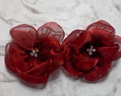2 Burgundy Fabric Roses* - Click Image to Close
